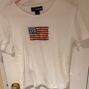 White T-Shirt with American Flag Design